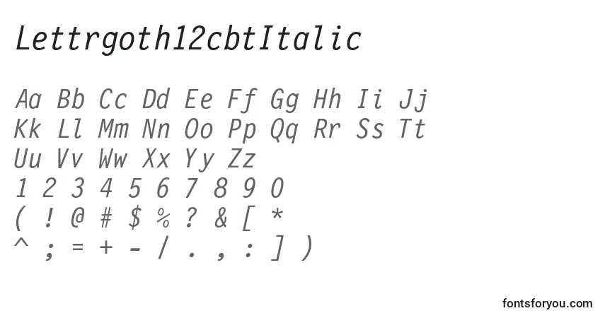 A fonte Lettrgoth12cbtItalic – alfabeto, números, caracteres especiais
