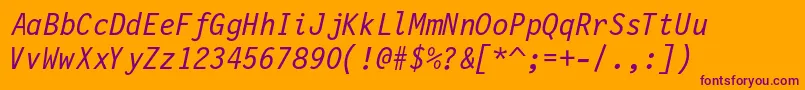 Lettrgoth12cbtItalic Font – Purple Fonts on Orange Background