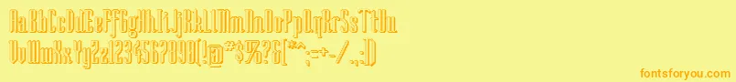 フォントSoshad – オレンジの文字が黄色の背景にあります。