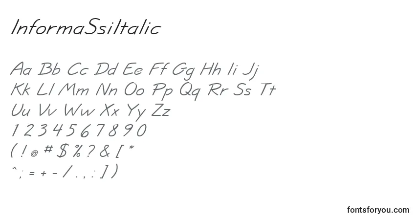 A fonte InformaSsiItalic – alfabeto, números, caracteres especiais