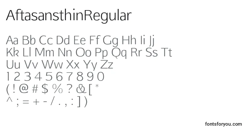 Schriftart AftasansthinRegular – Alphabet, Zahlen, spezielle Symbole