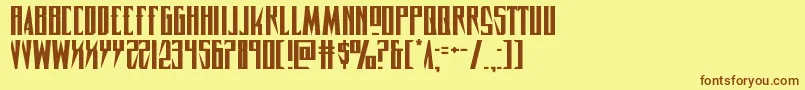 フォントTimberwolfexpand2 – 茶色の文字が黄色の背景にあります。