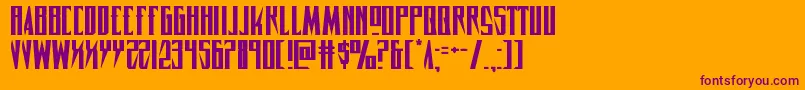 Timberwolfexpand2-Schriftart – Violette Schriften auf orangefarbenem Hintergrund