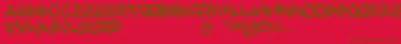 Justfist Font – Brown Fonts on Red Background
