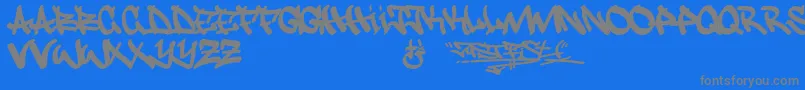 Justfist Font – Gray Fonts on Blue Background