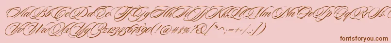 SloopScripttwo-Schriftart – Braune Schriften auf rosa Hintergrund