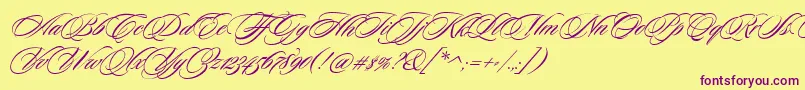 SloopScripttwo Font – Purple Fonts on Yellow Background