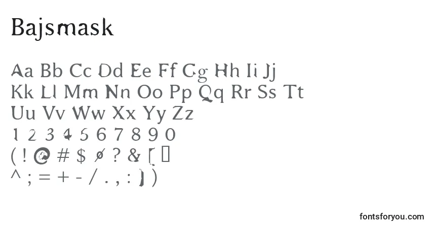 Bajsmask-fontti – aakkoset, numerot, erikoismerkit