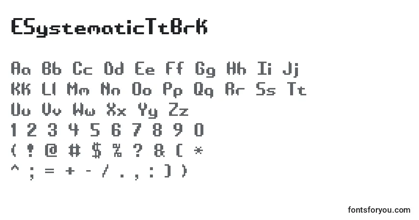ESystematicTtBrk-fontti – aakkoset, numerot, erikoismerkit