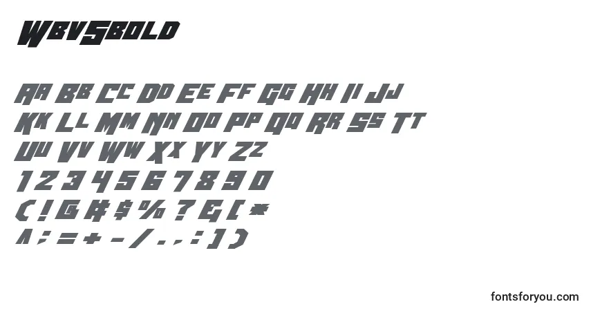 A fonte Wbv5bold – alfabeto, números, caracteres especiais