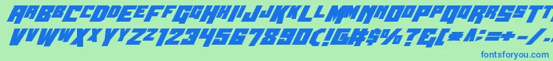 Fonte Wbv5bold – fontes azuis em um fundo verde