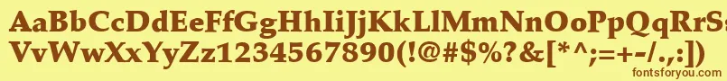 フォントPalatinoLtBlack – 茶色の文字が黄色の背景にあります。