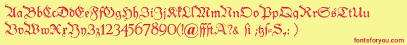 Peter-Schriftart – Rote Schriften auf gelbem Hintergrund