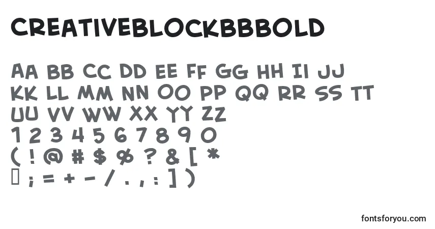 Шрифт CreativeblockBbBold – алфавит, цифры, специальные символы