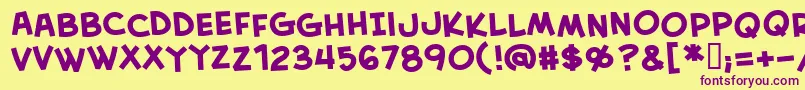 CreativeblockBbBold-Schriftart – Violette Schriften auf gelbem Hintergrund