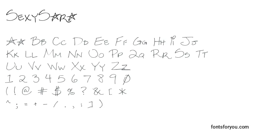 SexySaraフォント–アルファベット、数字、特殊文字