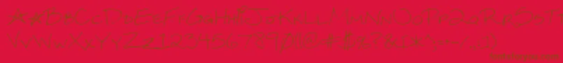 SexySara-Schriftart – Braune Schriften auf rotem Hintergrund