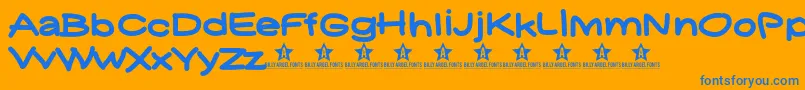 Yukafontsmile Font – Blue Fonts on Orange Background