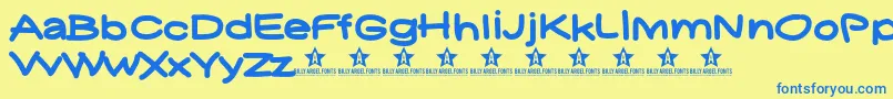 Fonte Yukafontsmile – fontes azuis em um fundo amarelo