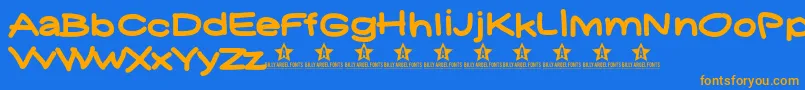 Yukafontsmile Font – Orange Fonts on Blue Background