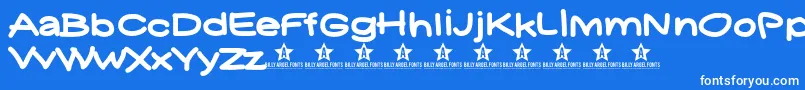 Yukafontsmile-Schriftart – Weiße Schriften auf blauem Hintergrund