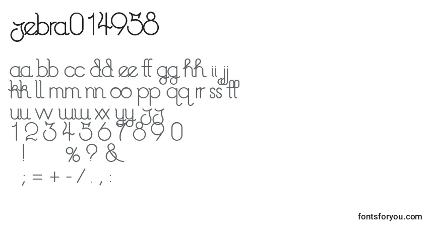 Zebra014958フォント–アルファベット、数字、特殊文字