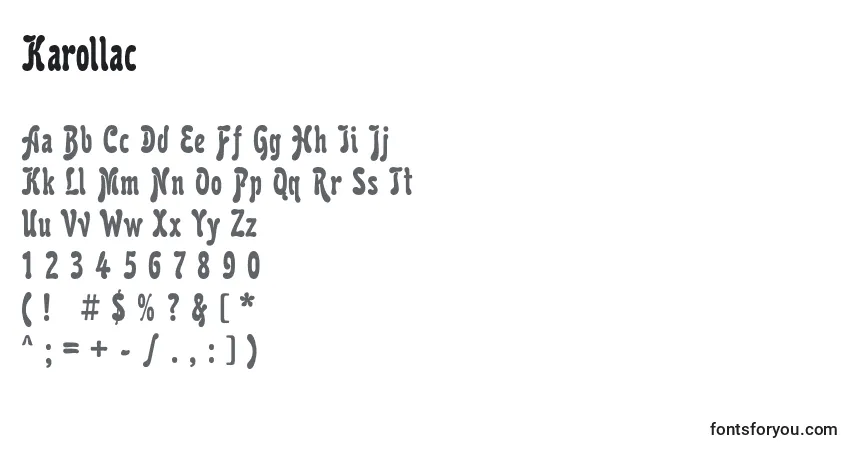 Шрифт Karollac – алфавит, цифры, специальные символы