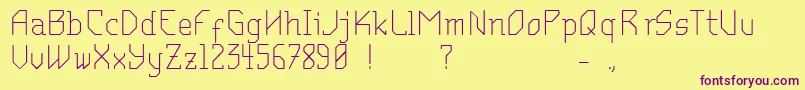 Czcionka MantodeaDruck – fioletowe czcionki na żółtym tle