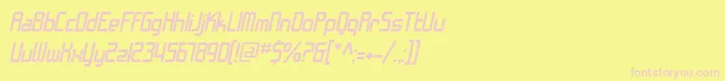 フォントSfChromeFendersOblique – ピンクのフォント、黄色の背景