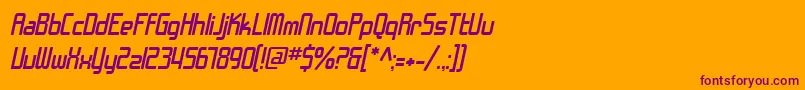 SfChromeFendersOblique-Schriftart – Violette Schriften auf orangefarbenem Hintergrund