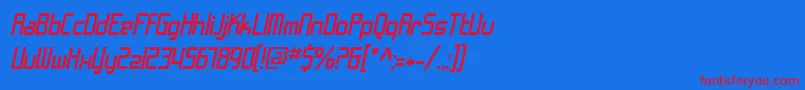 SfChromeFendersOblique Font – Red Fonts on Blue Background