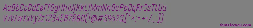 フォントMarianinaFyLightItalic – 紫色のフォント、灰色の背景
