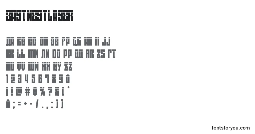 Czcionka Eastwestlaser – alfabet, cyfry, specjalne znaki