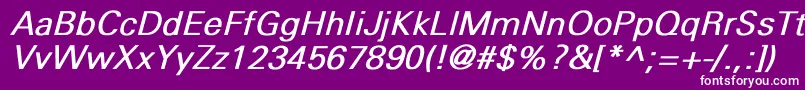 UniversLightBoldItalic Font – White Fonts on Purple Background