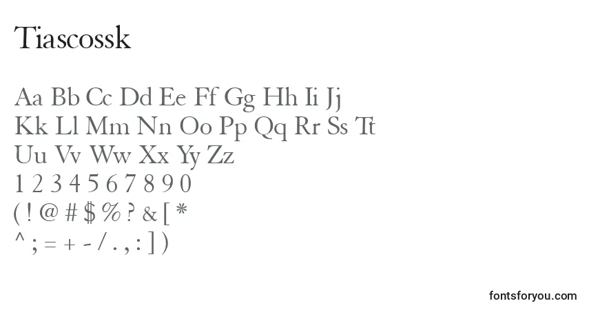 A fonte Tiascossk – alfabeto, números, caracteres especiais
