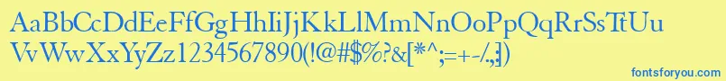Tiascossk Font – Blue Fonts on Yellow Background
