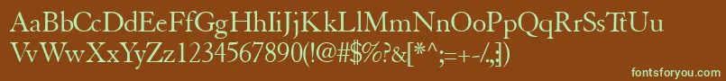 Tiascossk Font – Green Fonts on Brown Background