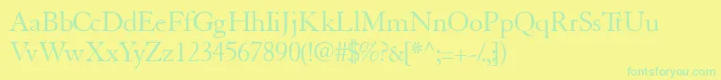 Tiascossk-Schriftart – Grüne Schriften auf gelbem Hintergrund
