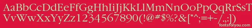 フォントGaramondtttNormal – 赤い背景に緑の文字