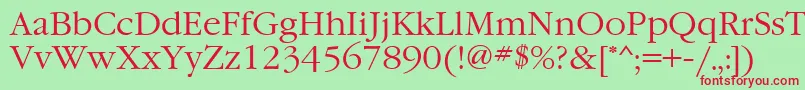 GaramondtttNormal Font – Red Fonts on Green Background