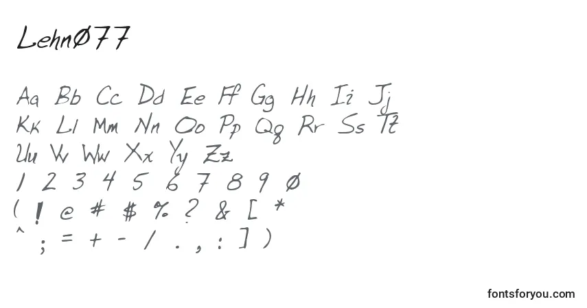 Czcionka Lehn077 – alfabet, cyfry, specjalne znaki