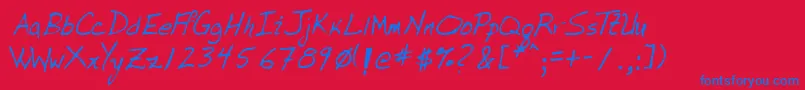 Lehn077 Font – Blue Fonts on Red Background