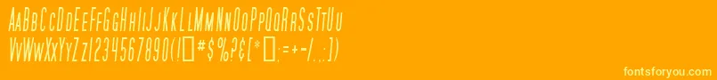 SfMoviePosterCondensedItalic-fontti – keltaiset fontit oranssilla taustalla