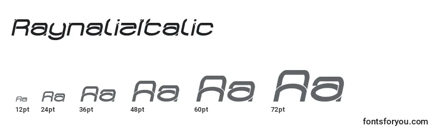 Размеры шрифта RaynalizItalic
