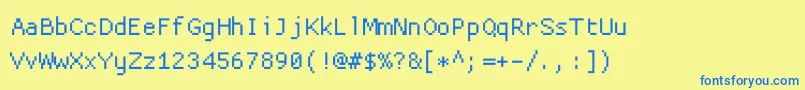 Fonte Proggycleanttsz – fontes azuis em um fundo amarelo