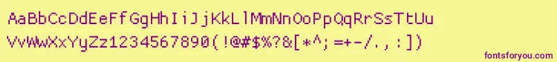 Fonte Proggycleanttsz – fontes roxas em um fundo amarelo