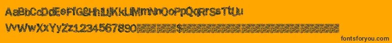 Grungeshack-Schriftart – Schwarze Schriften auf orangefarbenem Hintergrund