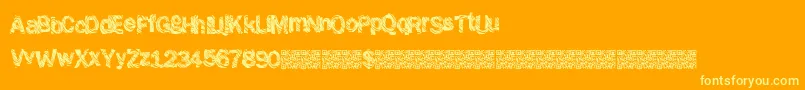 Grungeshack-Schriftart – Gelbe Schriften auf orangefarbenem Hintergrund