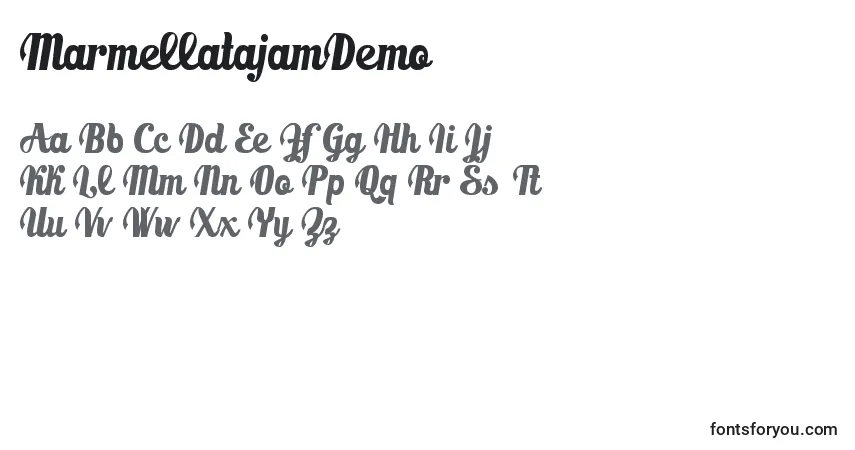 Czcionka MarmellatajamDemo – alfabet, cyfry, specjalne znaki