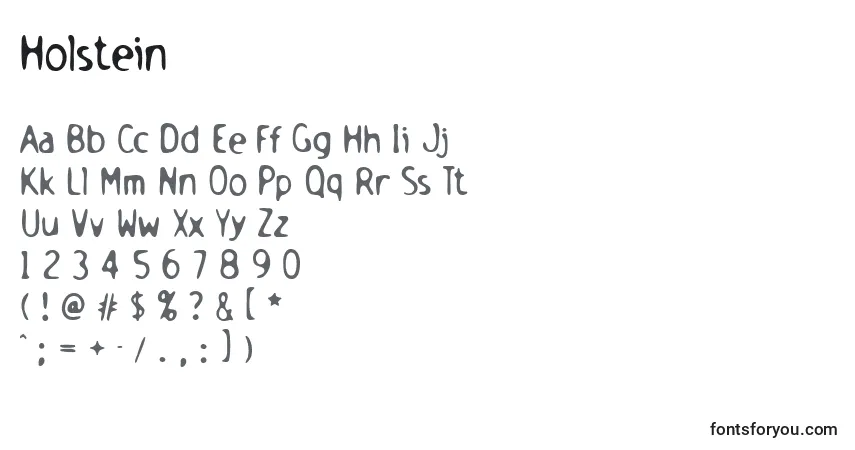 Czcionka Holstein – alfabet, cyfry, specjalne znaki